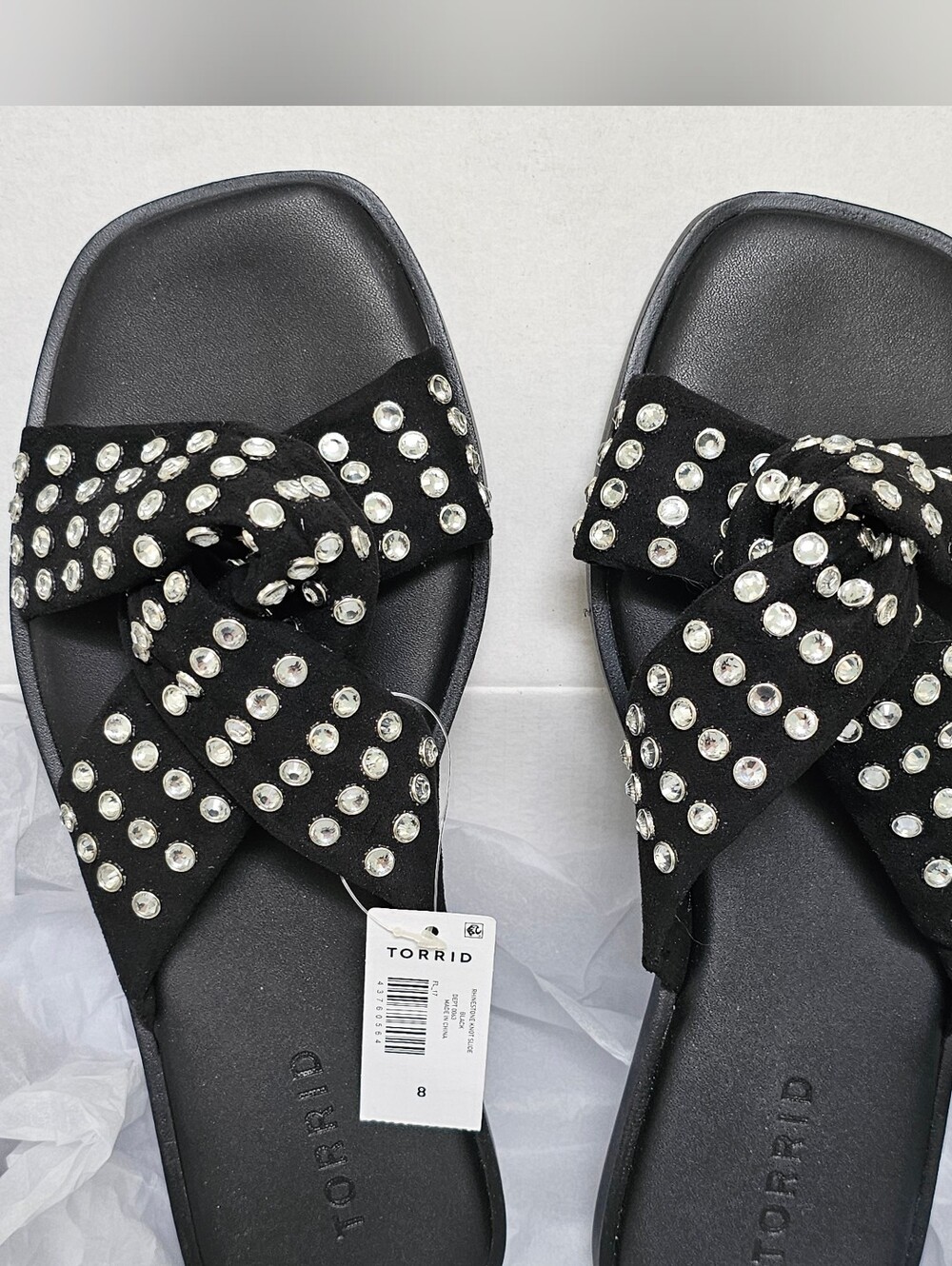 Torrid Rhinestone Knot Slide Sandals Size 8 WW